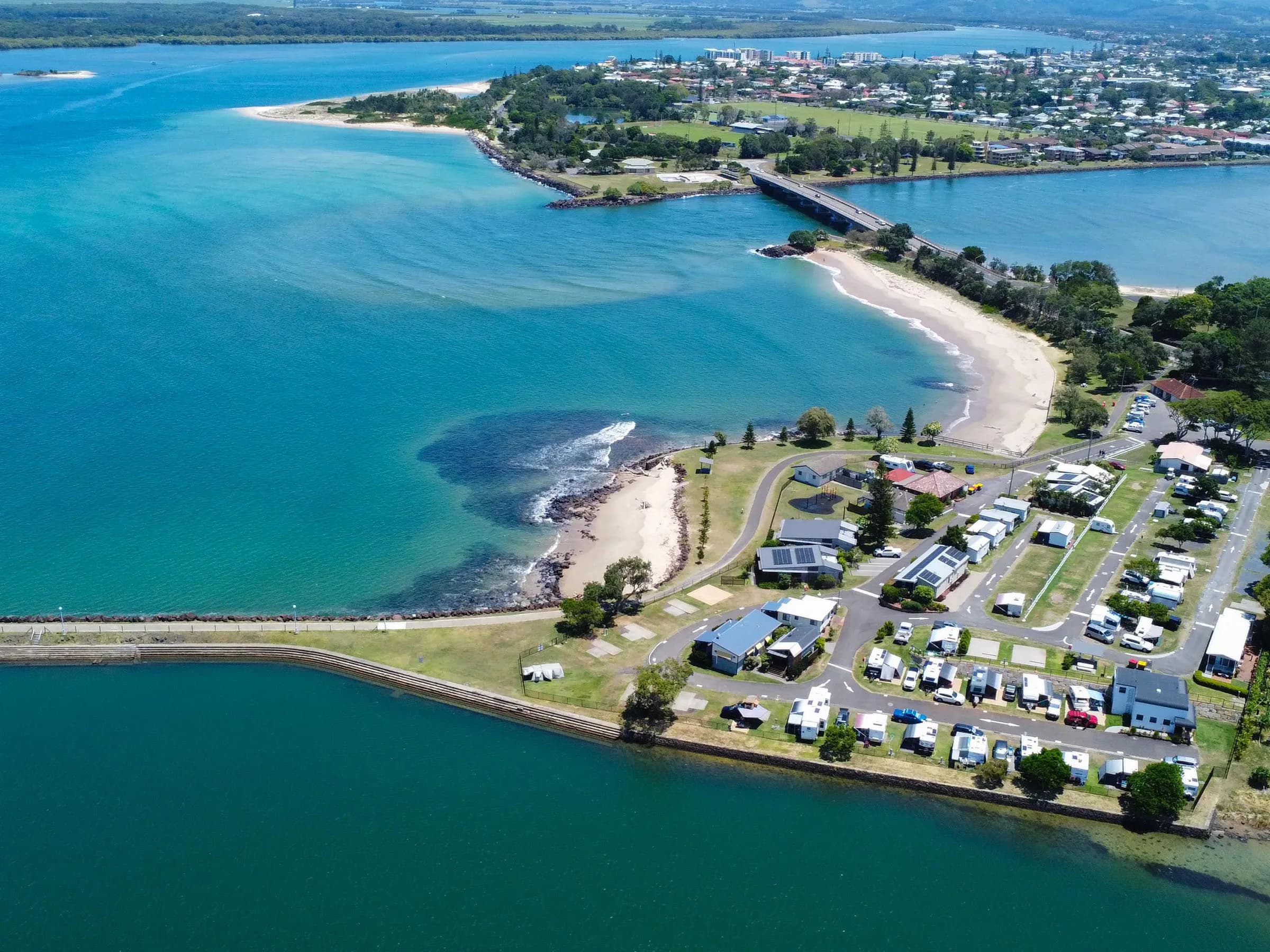 Ballina and the Burns Point ferry on the Richmond River, Northern Rivers NSW